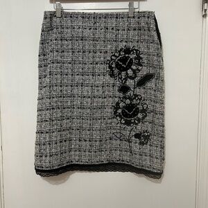 Josephine Chaus Black and Gray Floral Pencil Skirt size 8